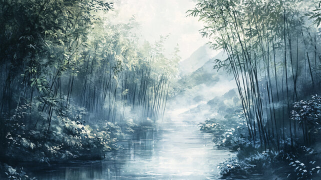 竹林意境圖