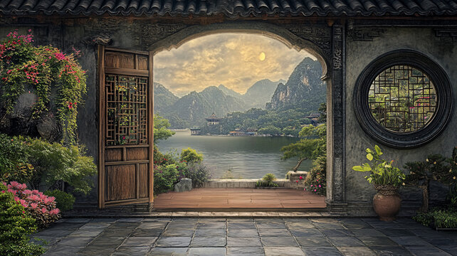中式門場景