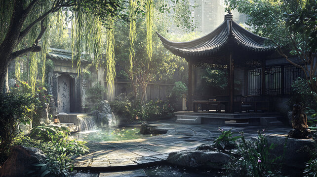 影視小品庭院背景