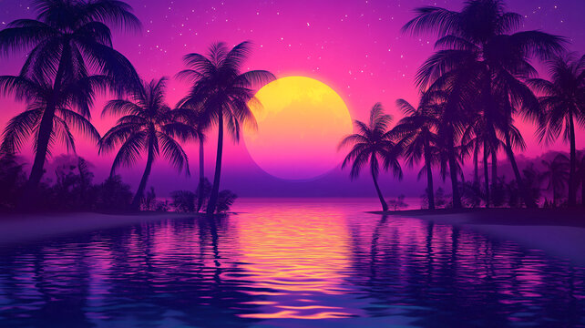 棕櫚樹夜景