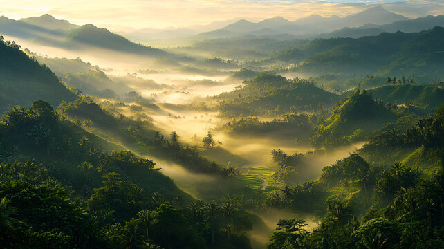 山間晨景