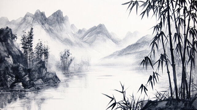 竹林山水畫