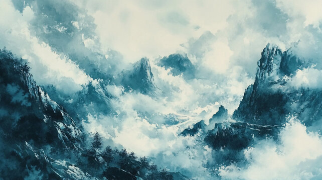 雪山原畫