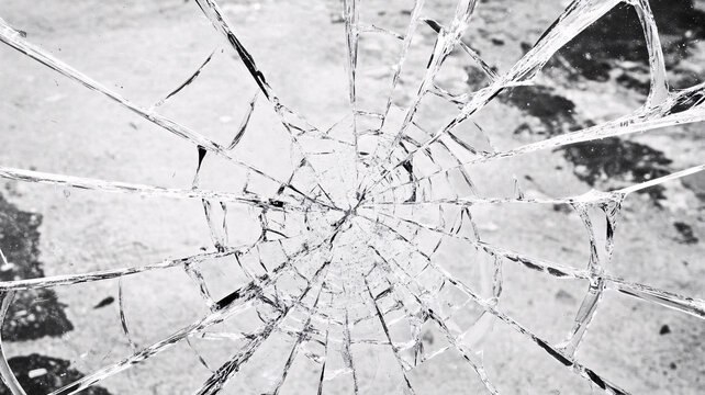 龜裂破碎的鋼化玻璃