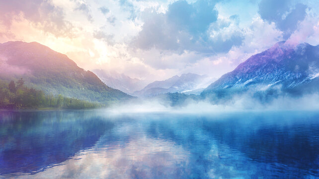 唯美朦朧湖景