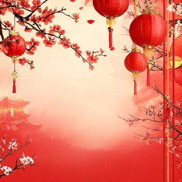 燈籠梅花背景圖