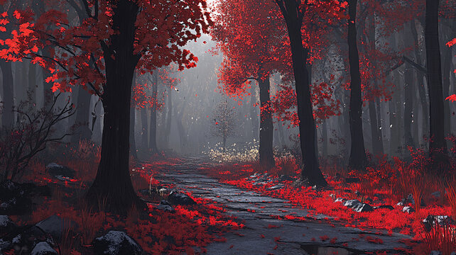 古風紅葉背景