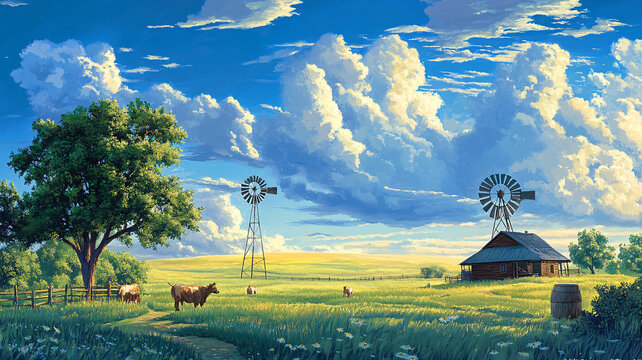 唯美農村場景