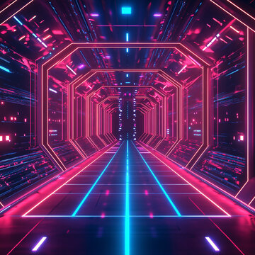 科幻燈光走廊