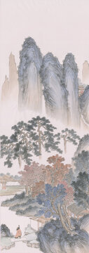 山水條屏之游山歸思圖