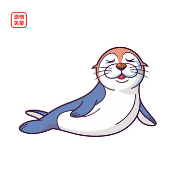 矢量插圖動(dòng)物簡(jiǎn)約海豹
