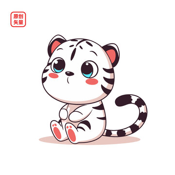 矢量插圖動(dòng)物卡通小老虎