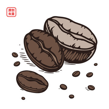 矢量插圖簡約咖啡豆