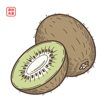 矢量插圖水果簡約美味獼猴桃