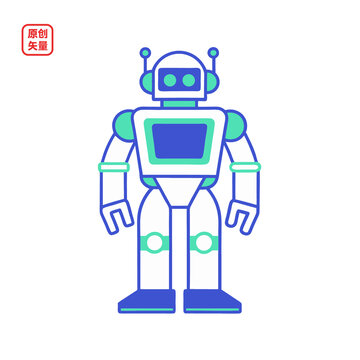 矢量插圖玩具簡(jiǎn)約機(jī)器人