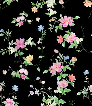 黑底花朵