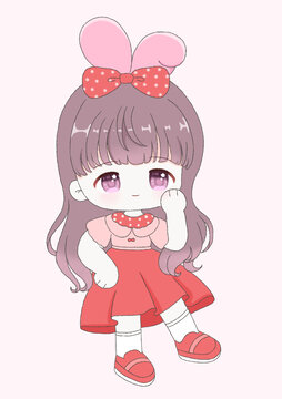 可愛簡筆畫Q版女孩