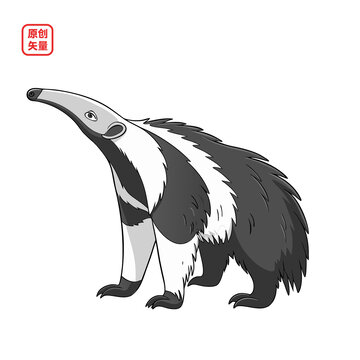 矢量插圖動(dòng)物簡(jiǎn)約食蟻獸