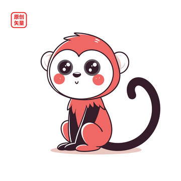 矢量插圖動(dòng)物卡通猴子
