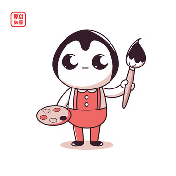 矢量插圖人物藝術(shù)家畫家