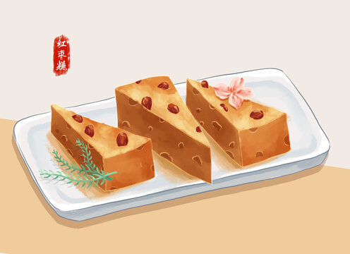 手繪早餐茶點紅棗糕
