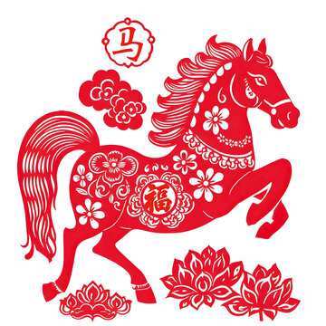 馬年剪紙窗花
