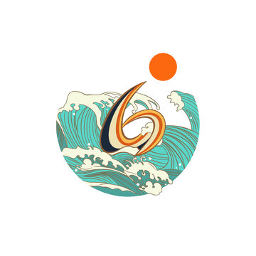 綠色國風(fēng)海浪