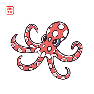 矢量插圖動(dòng)物卡通章魚