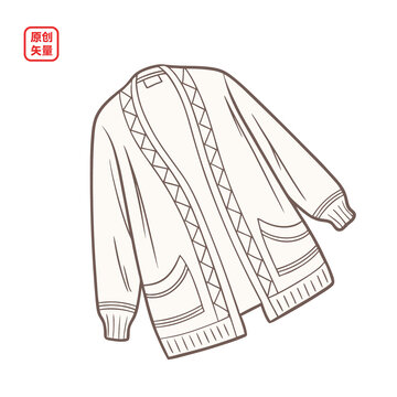 矢量插圖簡(jiǎn)約衣服開衫毛衣