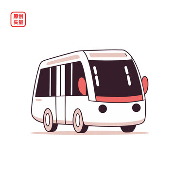 矢量插圖汽車簡(jiǎn)約巴士客車