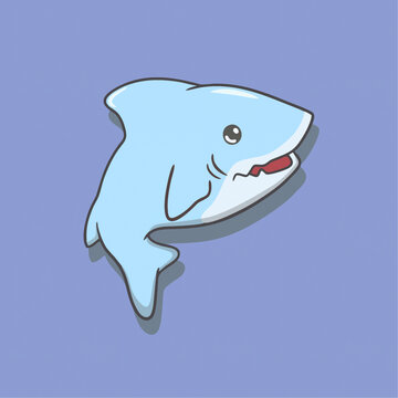 鯊魚形象活潑靈動色彩明快卡通Q版兒童插畫