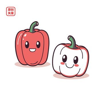 矢量插圖蔬菜卡通菜椒