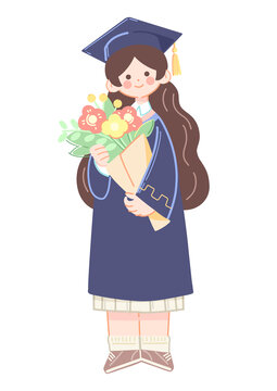 學(xué)士服畢業(yè)女生