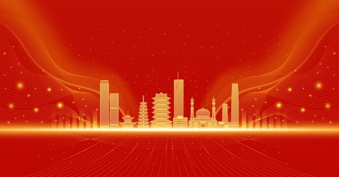 中國城市蘭州建筑紅色慶典背景