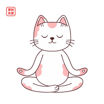 矢量插圖動物簡約打坐小貓