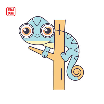 矢量插圖動物簡約卡通變色龍