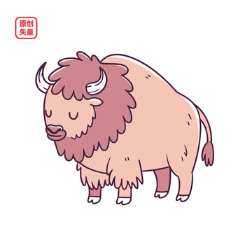 矢量插圖動(dòng)物卡通美洲野牛