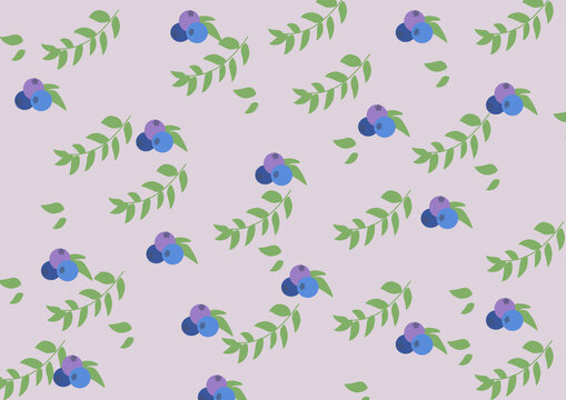 復(fù)古風(fēng)藍(lán)莓背景矢量插畫