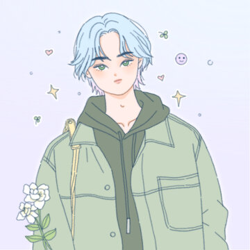 穿綠色衣服少年