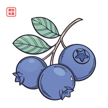 矢量插圖水果簡(jiǎn)約美味藍(lán)莓