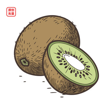 矢量插圖水果簡約美味獼猴桃