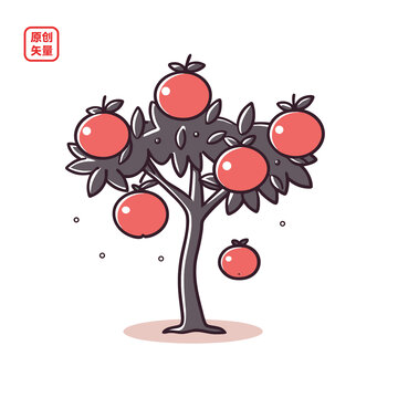 矢量插圖植物簡約橘子樹