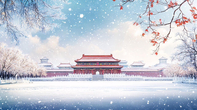 古建筑冬天