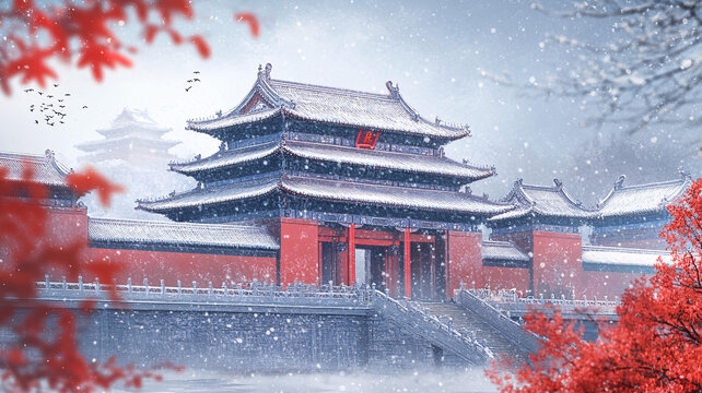 古風(fēng)建筑冬天