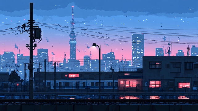 城市夕陽