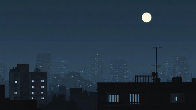 月光下的城市