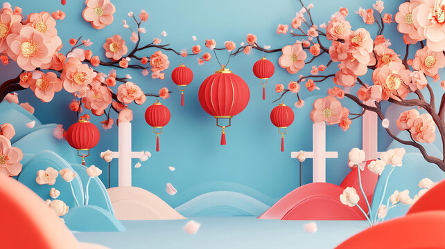 剪紙風(fēng)背景