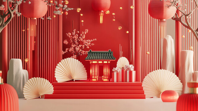 喜慶場(chǎng)景燈籠密布