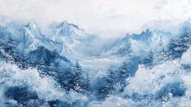 雪山壁畫掛畫壁紙墻紙
