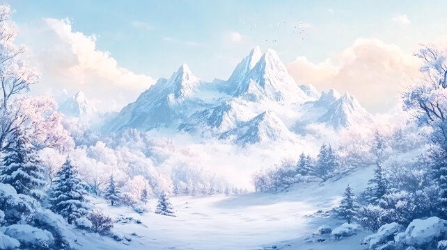 雪山原畫